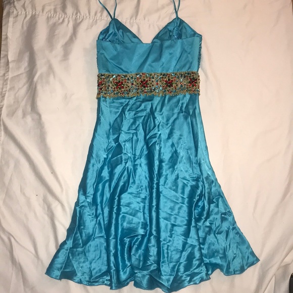 Mini dress silk with beading spaghetti strap - Picture 4 of 5
